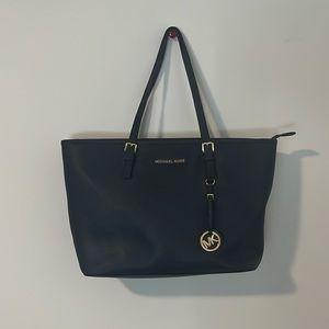 MICHAEL KORS Michael Kors Tote Bag Shoulder Leather Navy Blue